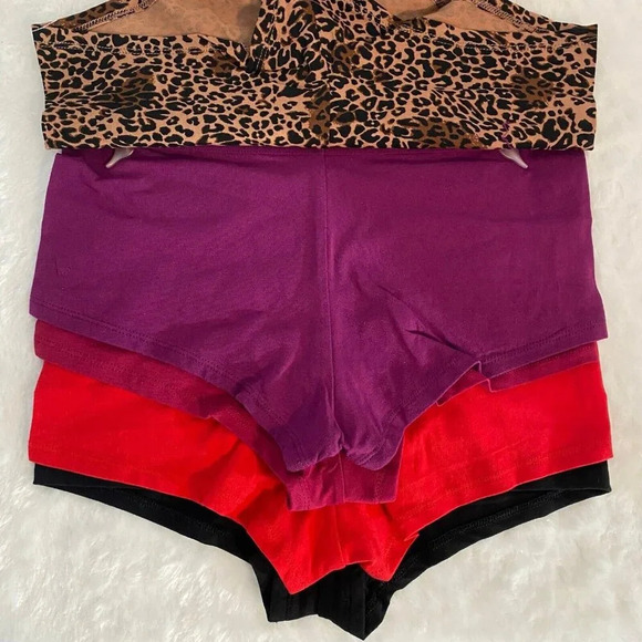 Juicy Couture Hipster Boy Short Purple Black Red Leopard Panty 5 Piece Set M - Picture 4 of 8